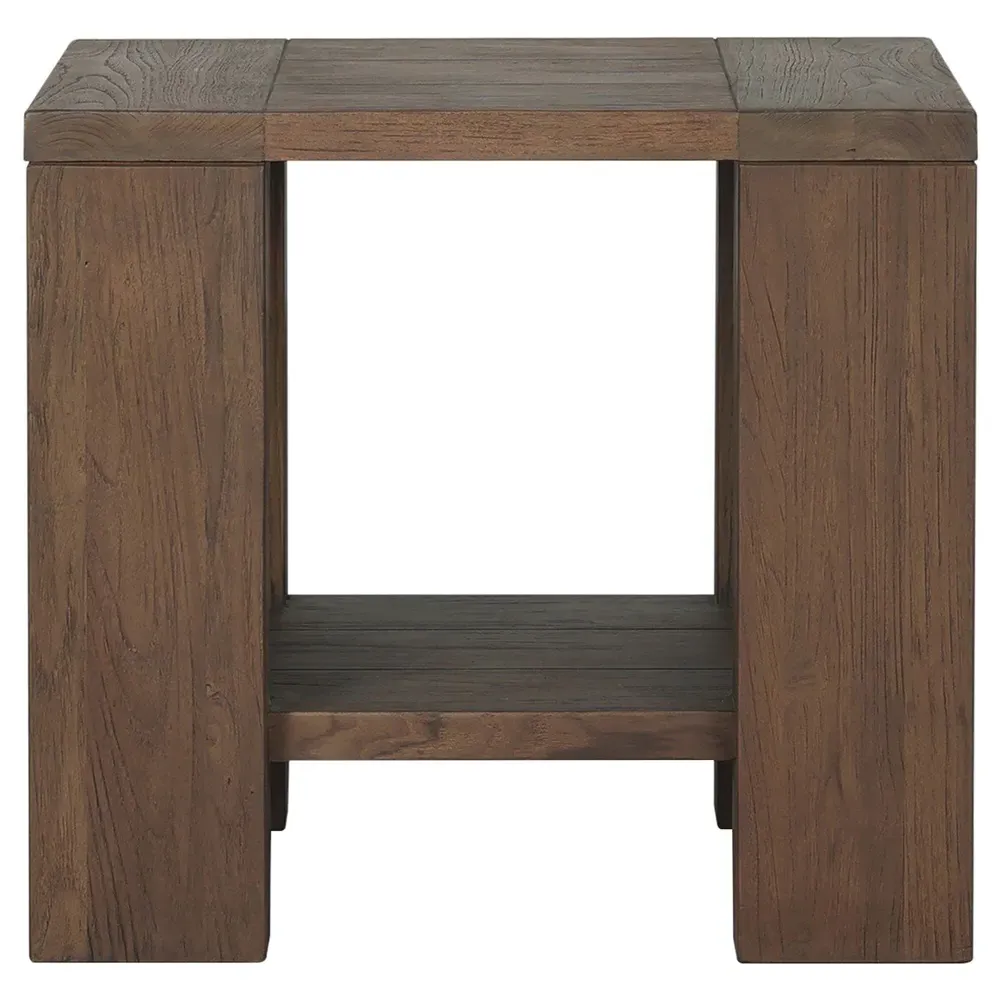Benaiah Rectangular Outdoor End Table - Brown, Teak
