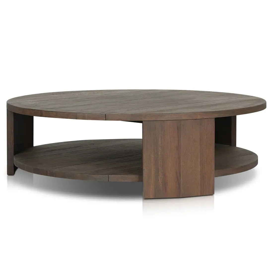Benaiah Round Outdoor Coffee Table - Brown, Teak
