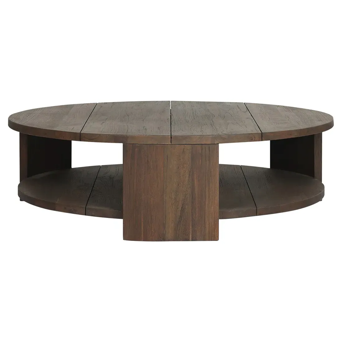 Benaiah Round Outdoor Coffee Table - Brown, Teak image