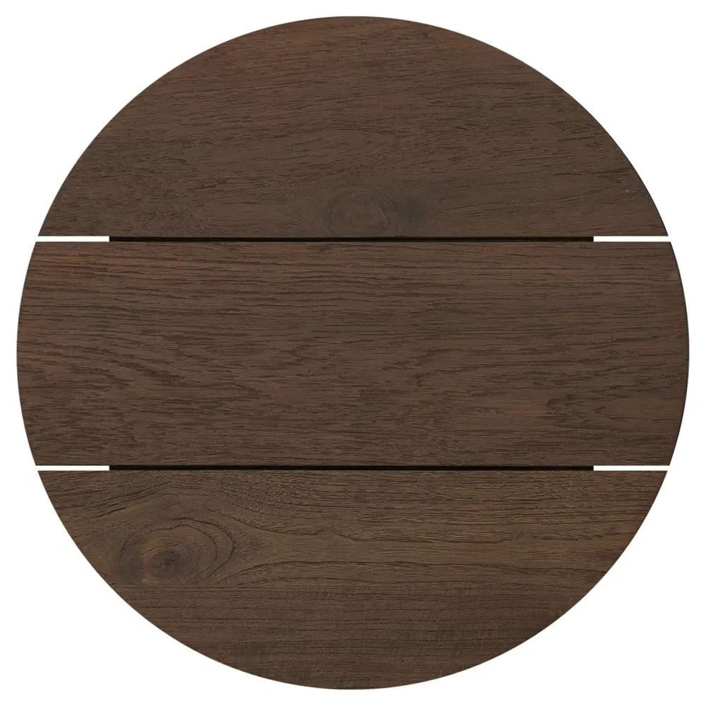 Benaiah Round Outdoor End Table - Brown, Teak