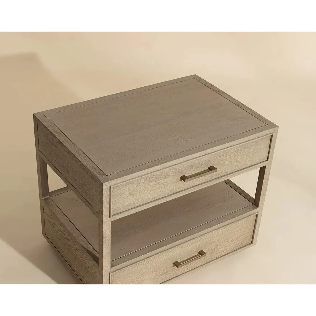 Benedick Wide Nightstand - Sand Beige, Oak