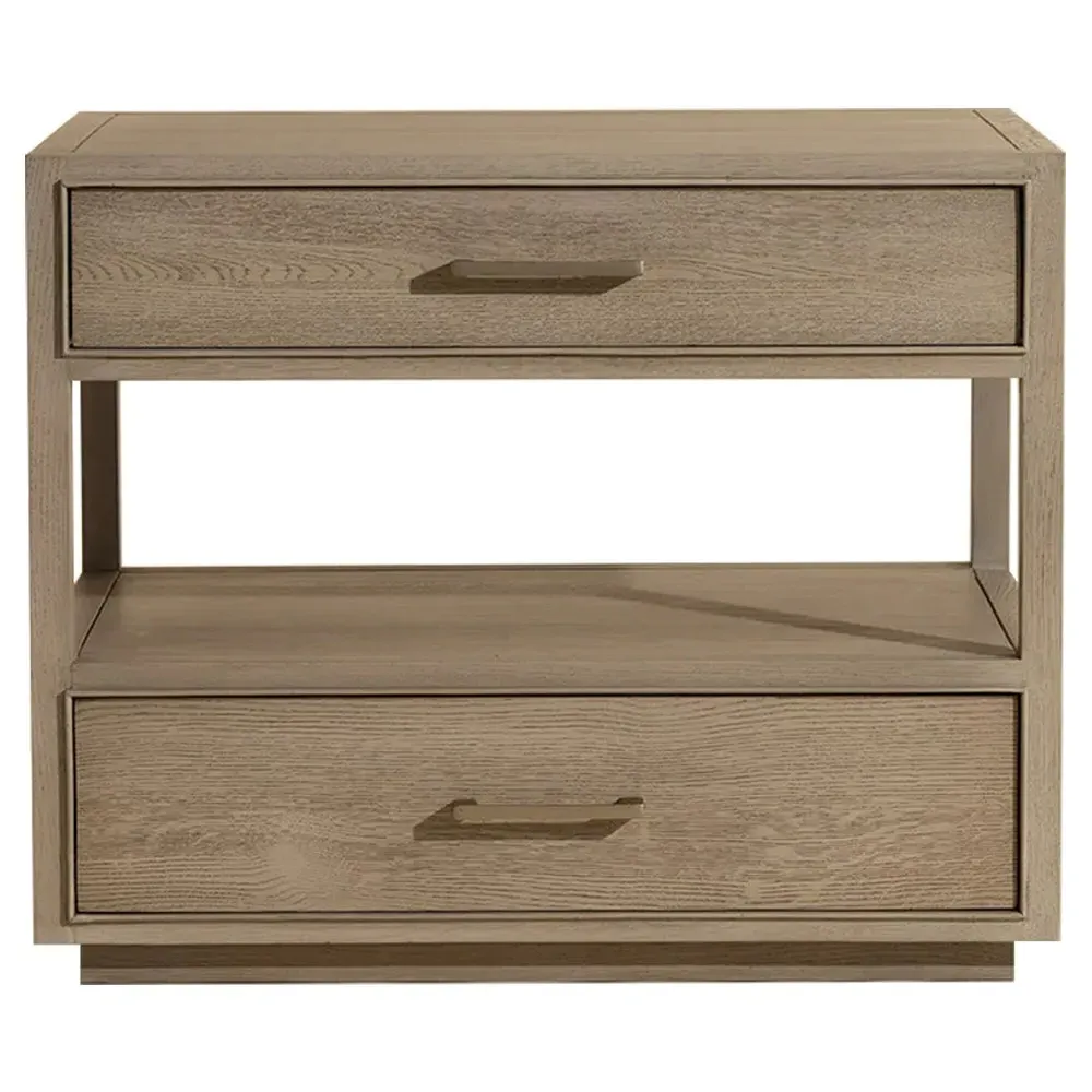 Benedick Wide Nightstand - Sand Beige, Oak