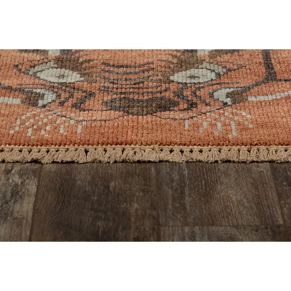 Bengal Tiger Stripe Hand Knotted Rug - Orange, Wool