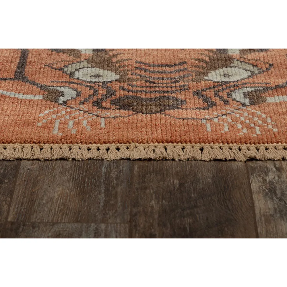 Bengal Tiger Stripe Hand Knotted Rug - Orange, Wool