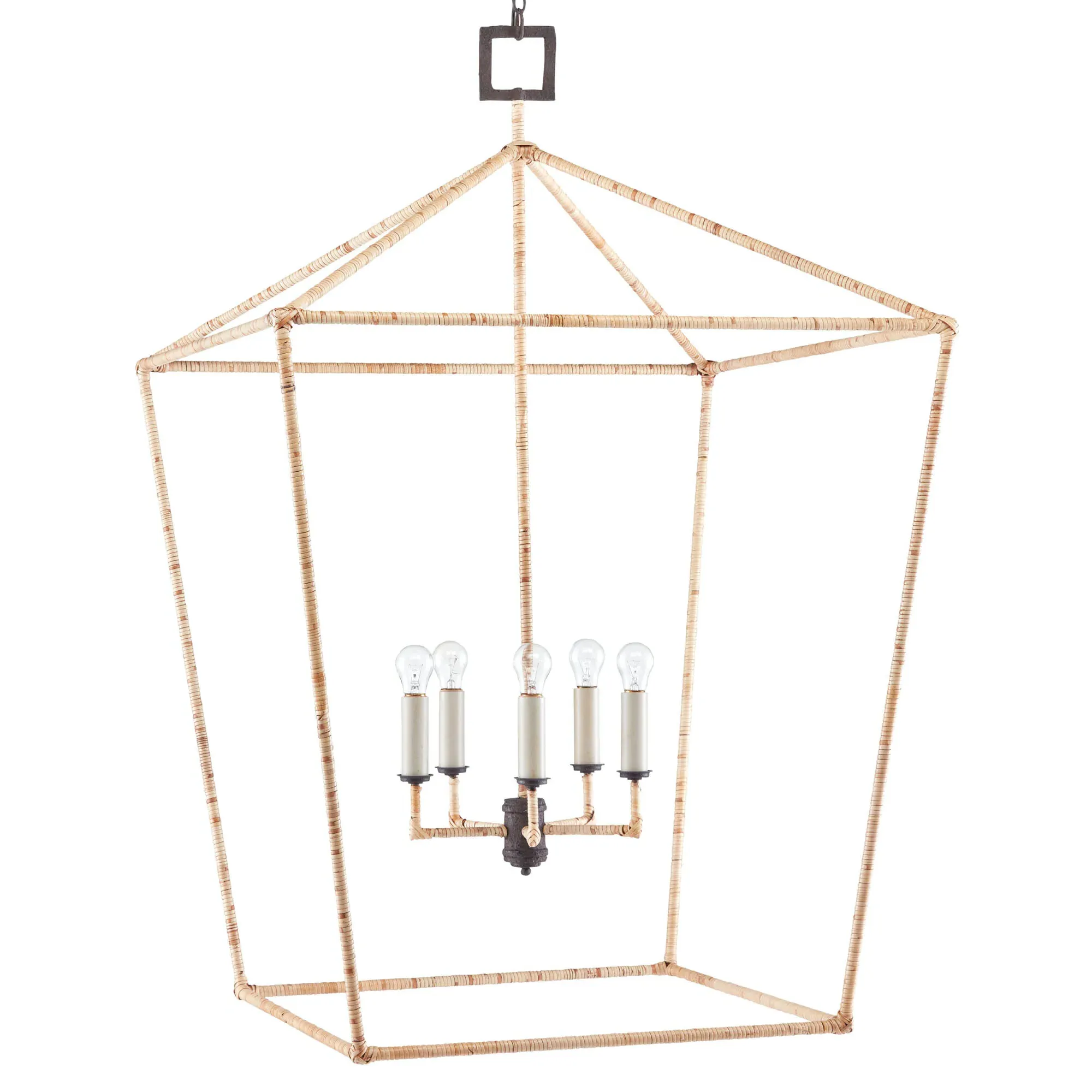 Benita Large Lantern Pendant - Brown, Rattan