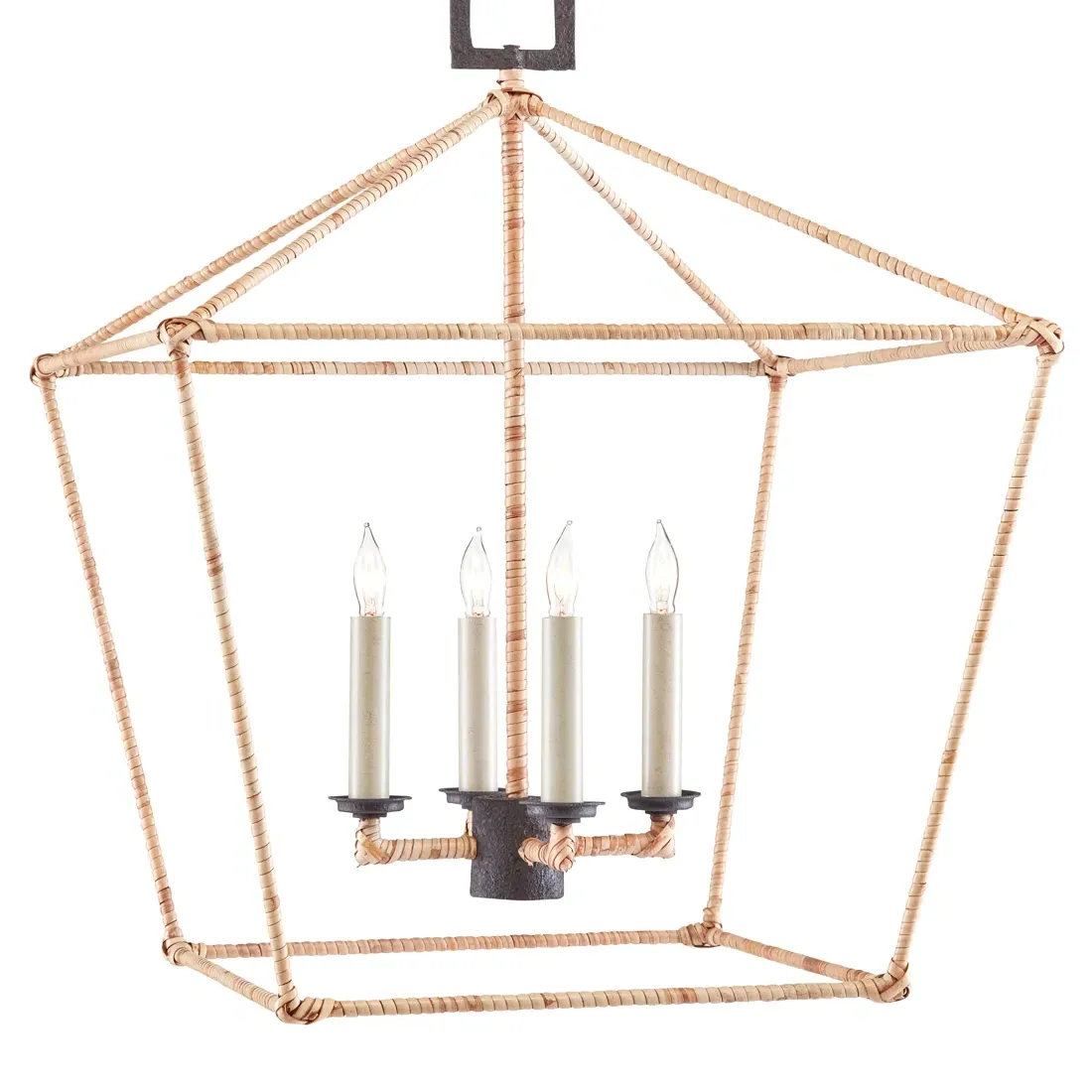 Benita Medium Lantern Pendant - Brown, Rattan