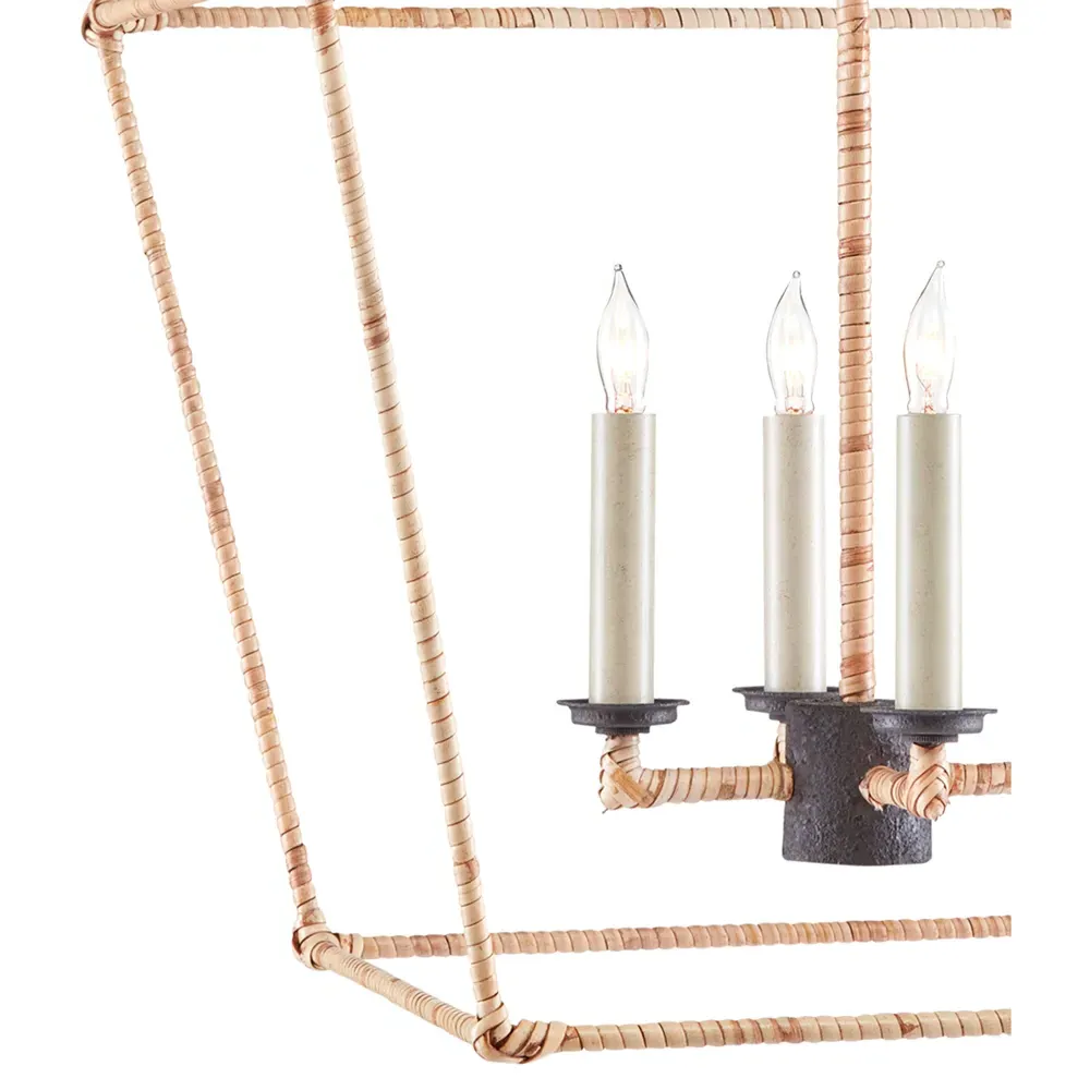 Benita Medium Lantern Pendant - Brown, Rattan