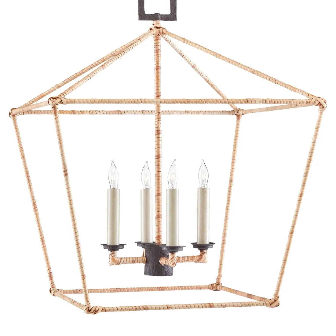 Benita Medium Lantern Pendant - Brown, Rattan