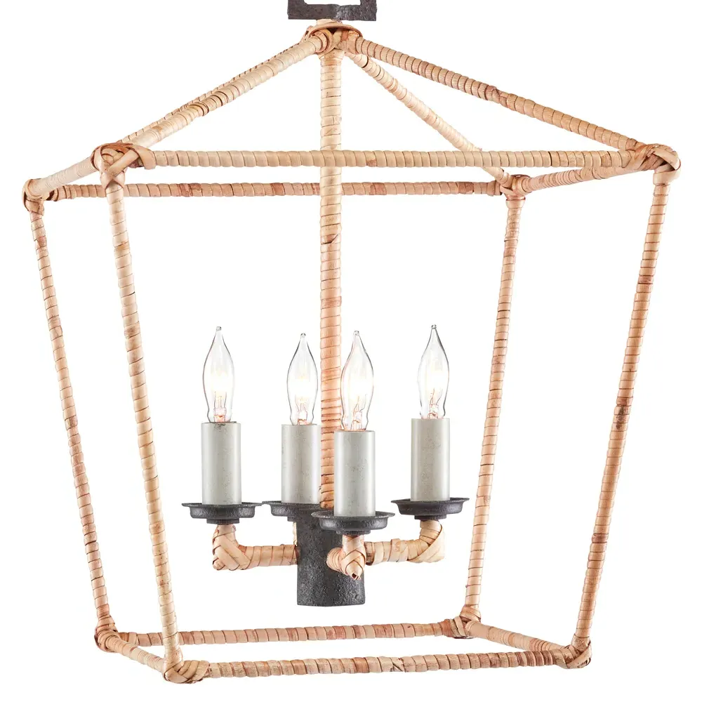 Benita Small Lantern Pendant - Brown, Rattan