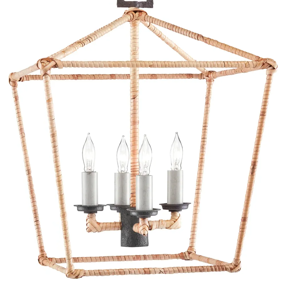 Benita Small Lantern Pendant - Brown, Rattan image