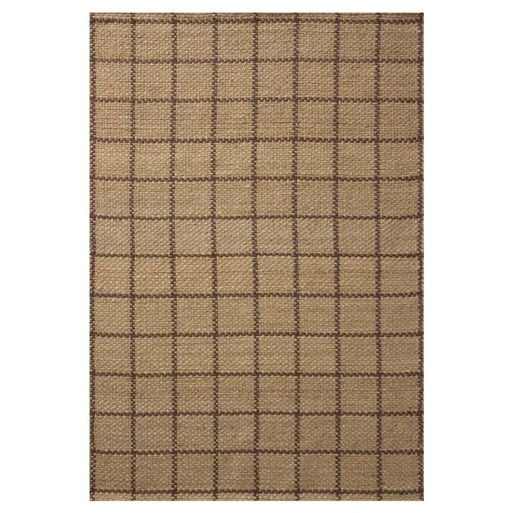 Benjamin Grid Patterned Jute Rug - Brown
