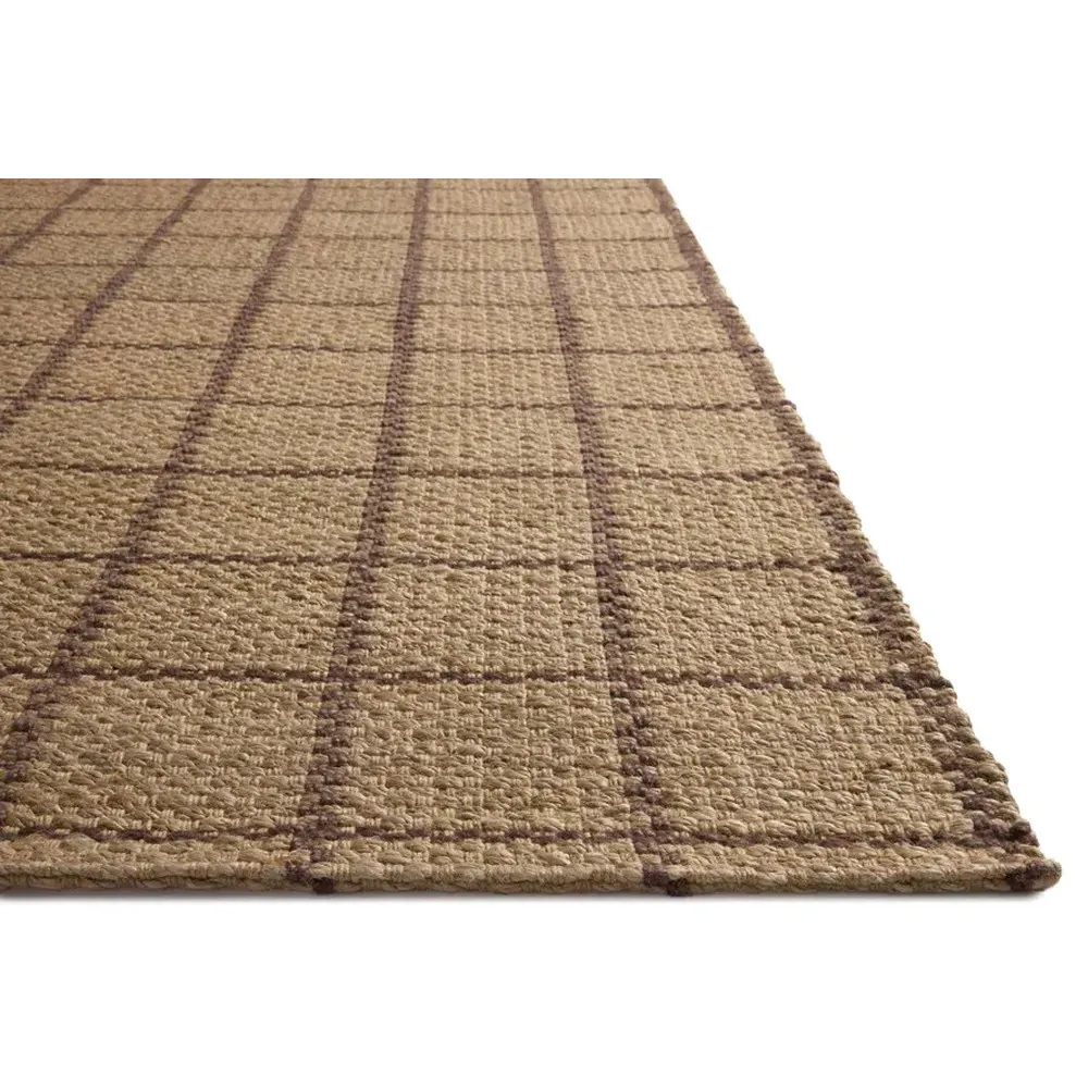 Benjamin Grid Patterned Jute Rug Sample - Brown