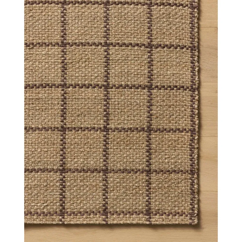 Benjamin Grid Patterned Jute Rug Sample - Brown