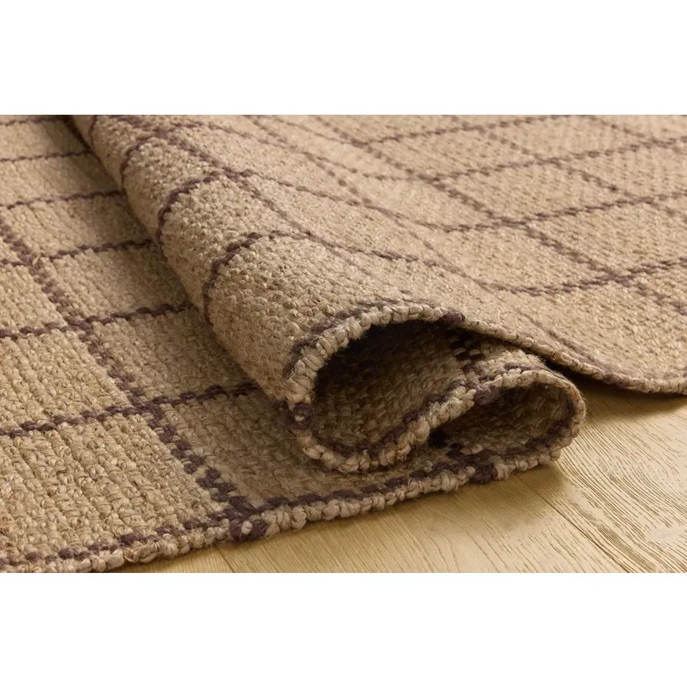 Benjamin Grid Patterned Jute Rug Sample - Brown