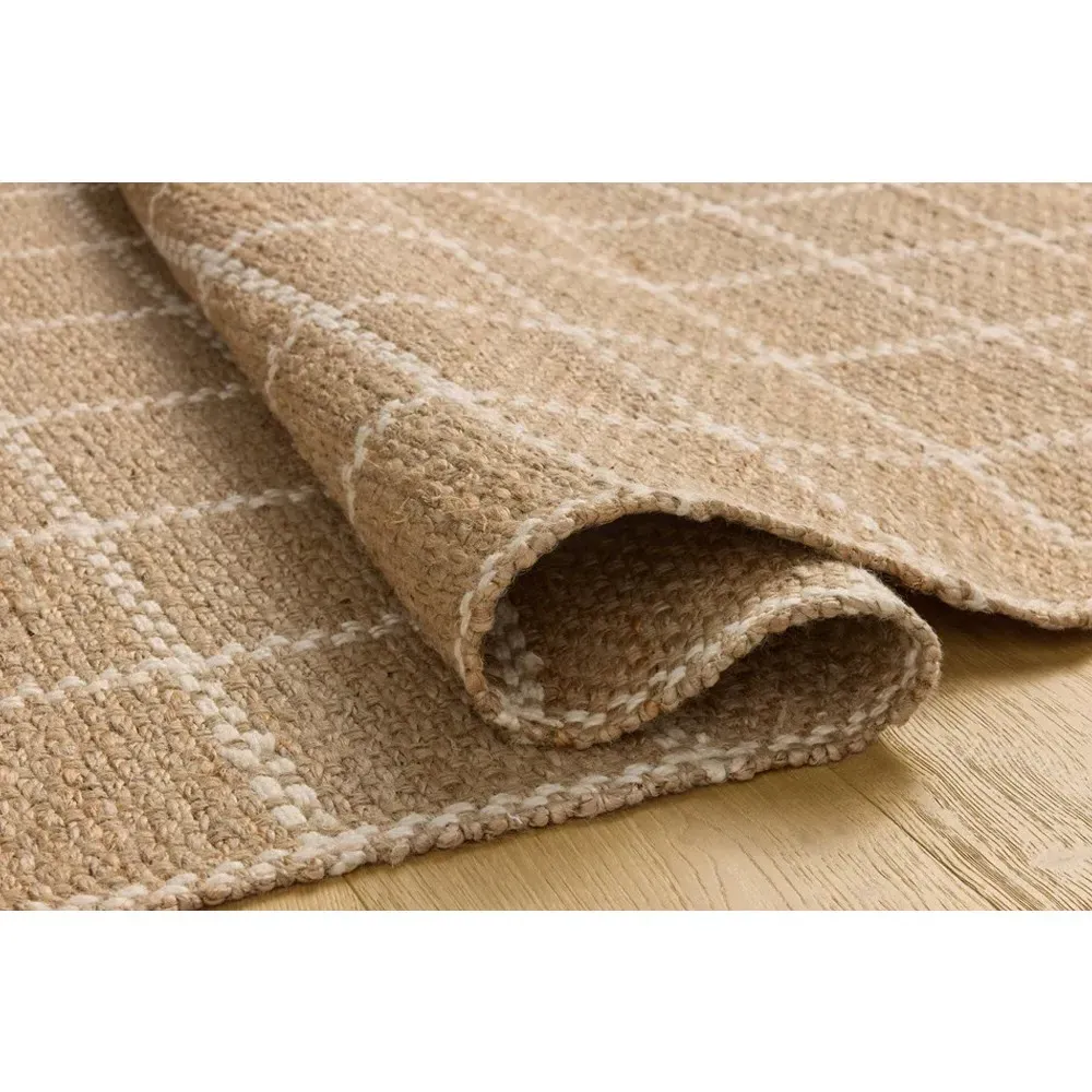 Benjamin Grid Patterned Jute Rug - White