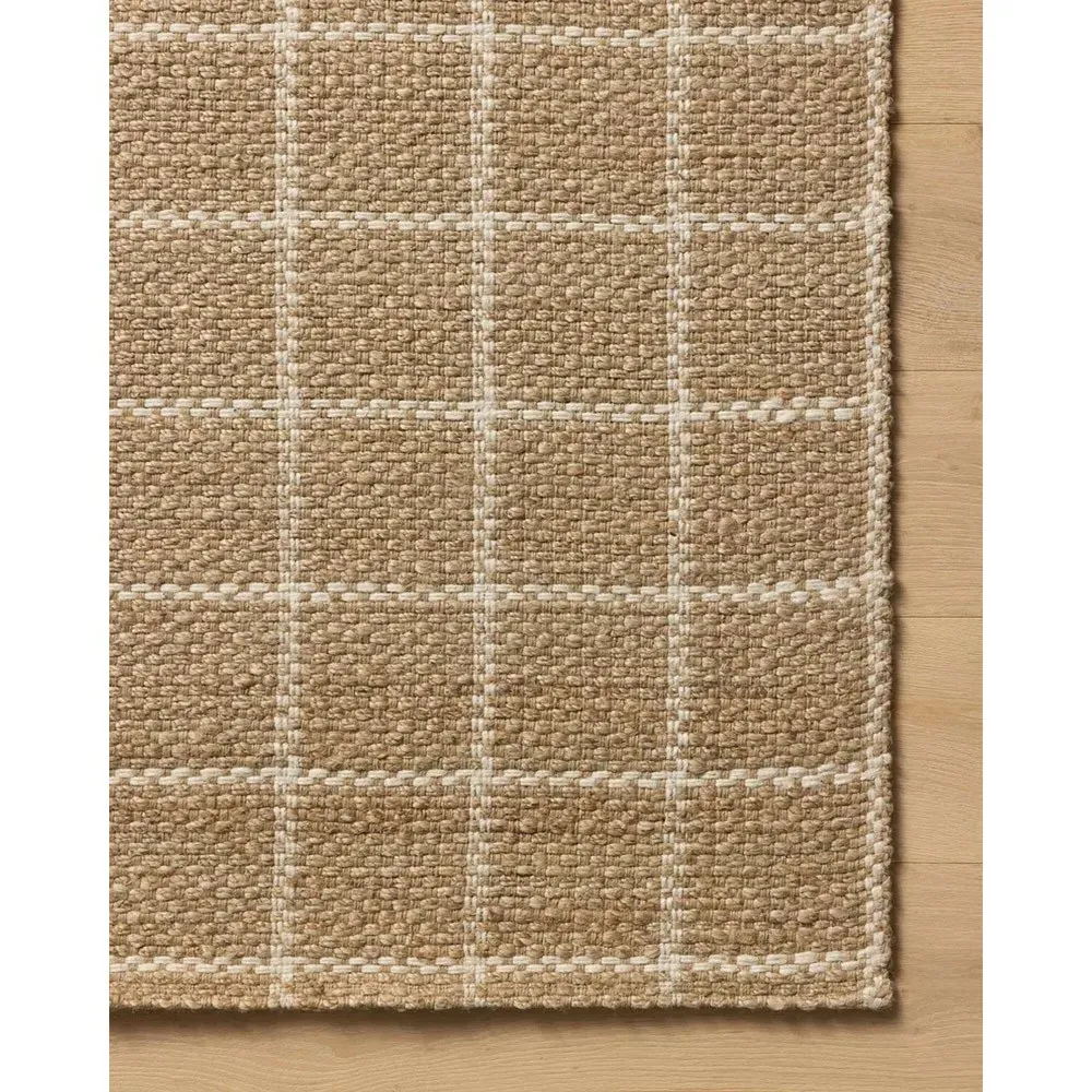 Benjamin Grid Patterned Jute Rug - White