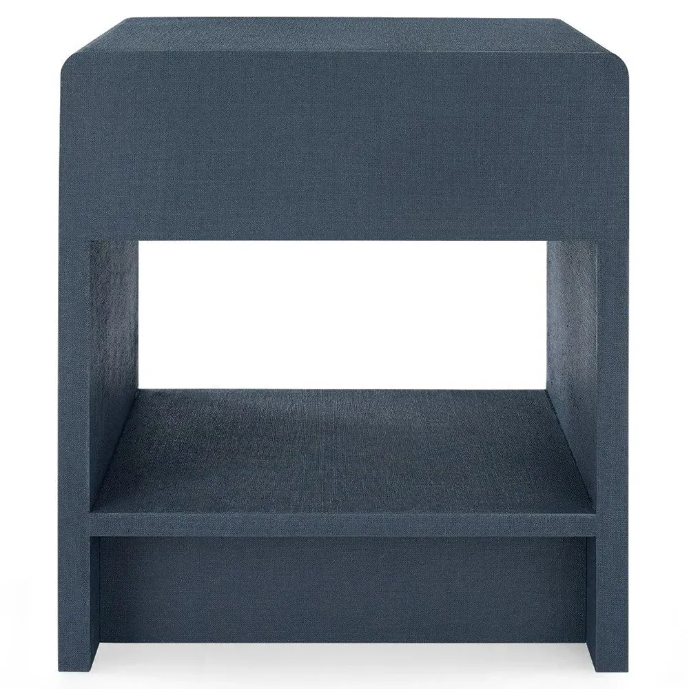 Benjamin Nightstand with Drawer - Blue, Lacquered Linen