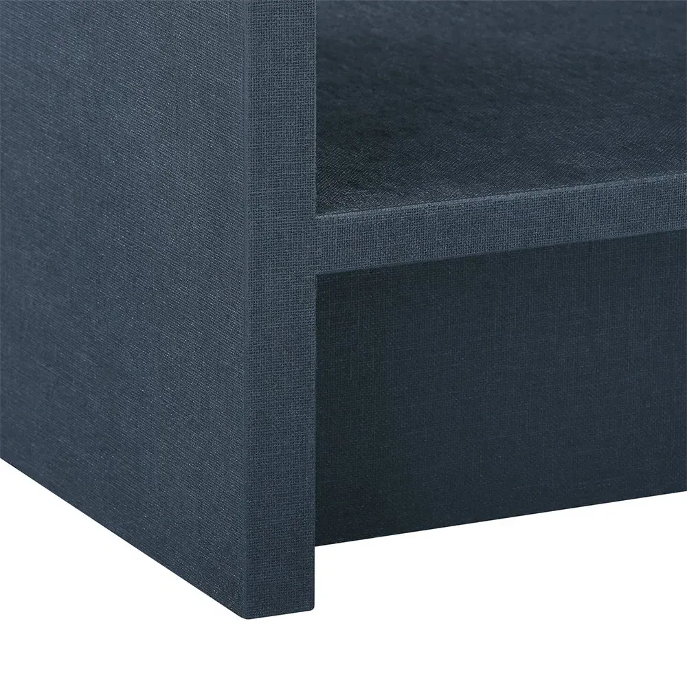 Benjamin Nightstand with Drawer - Blue, Lacquered Linen