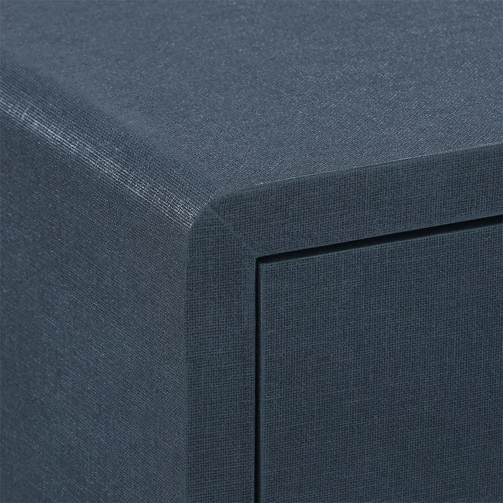 Benjamin Nightstand with Drawer - Blue, Lacquered Linen