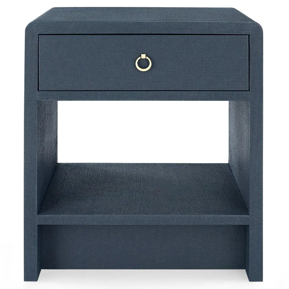 Benjamin Nightstand with Drawer - Blue, Lacquered Linen image