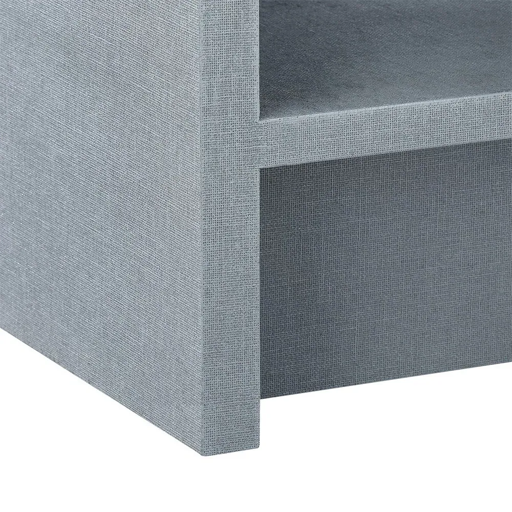 Benjamin Nightstand with Drawer - Grey, Lacquered Linen