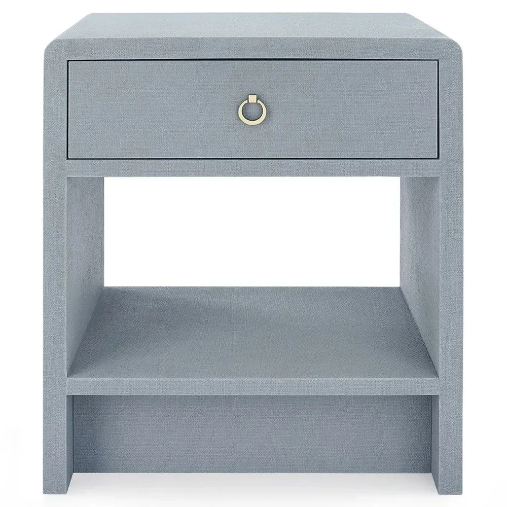 Benjamin Nightstand with Drawer - Grey, Lacquered Linen