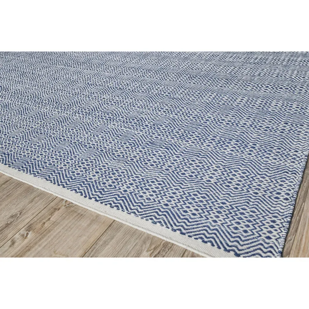 Bennett Diamond Patterned Indoor Outdoor Rug - Blue, PET