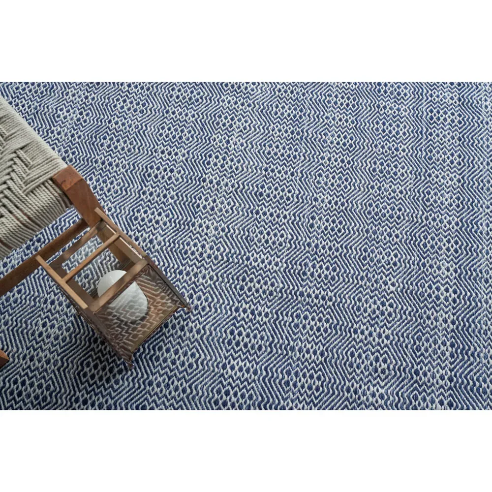 Bennett Diamond Patterned Indoor Outdoor Rug - Blue, PET