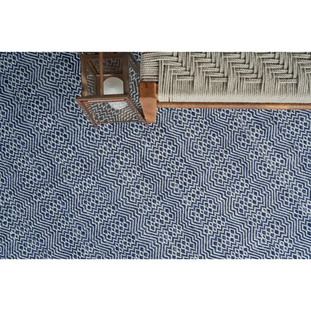 Bennett Diamond Patterned Indoor Outdoor Rug - Blue, PET