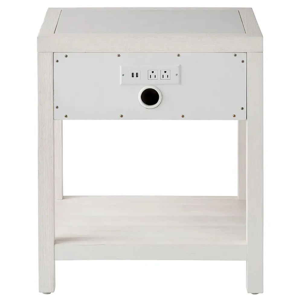Bennett Honed Stone Top Nightstand - White, Oak