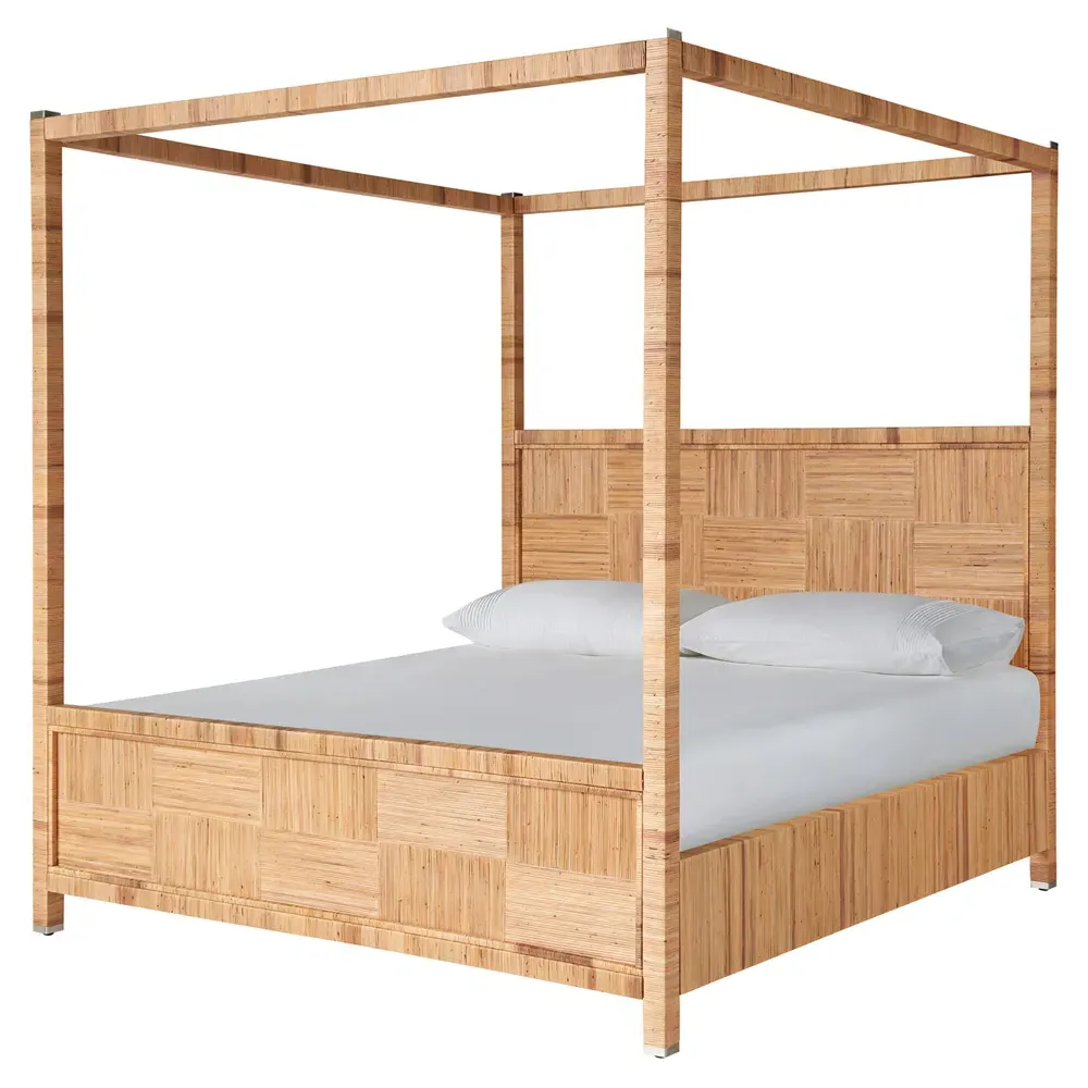 Bennett King Size Canopy Bed - Natural Rattan