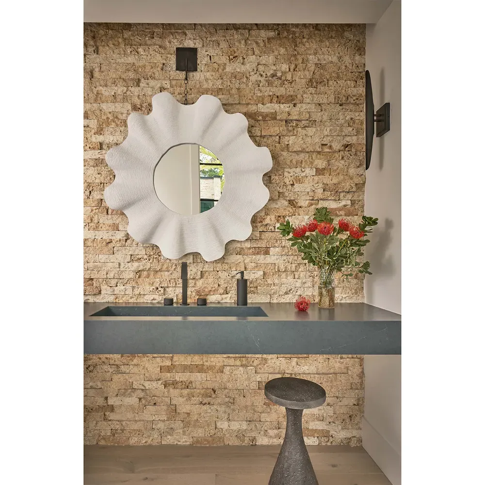 Bennett Round Wall Mirror - White, Aluminum