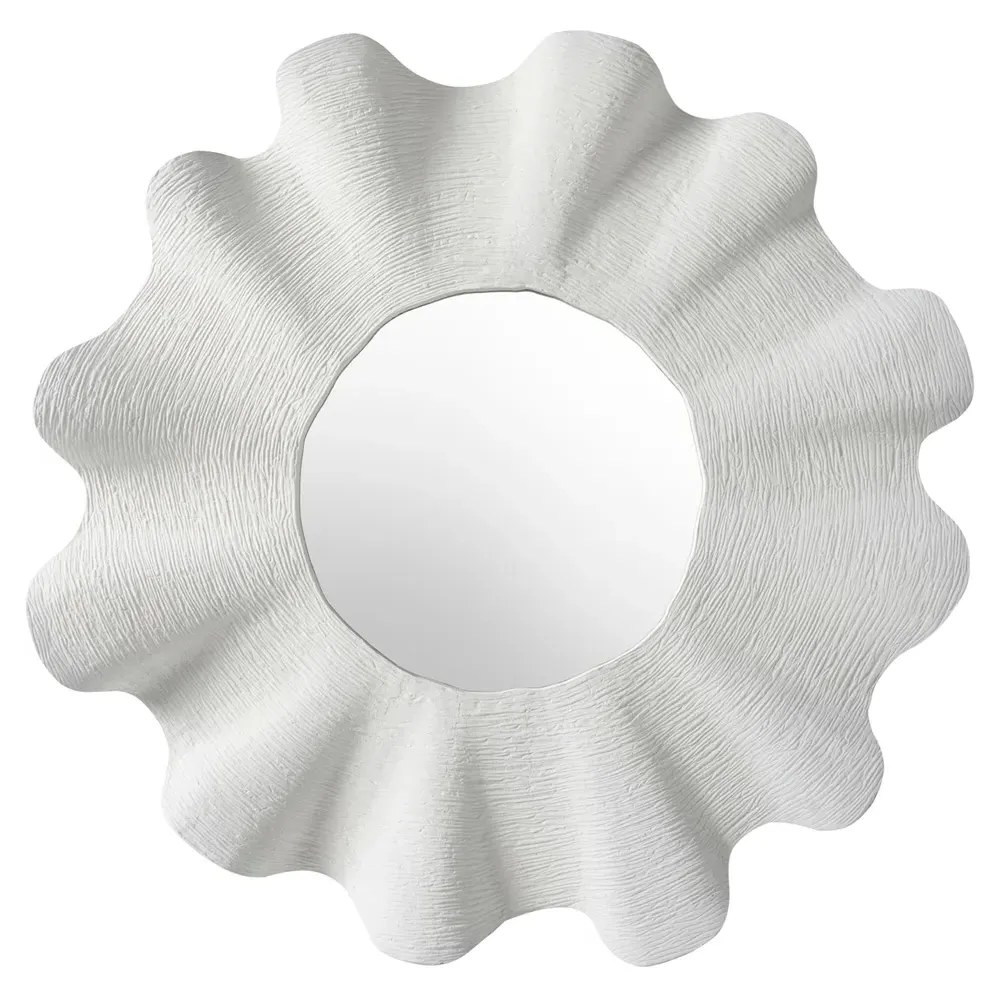 Bennett Round Wall Mirror - White, Aluminum image