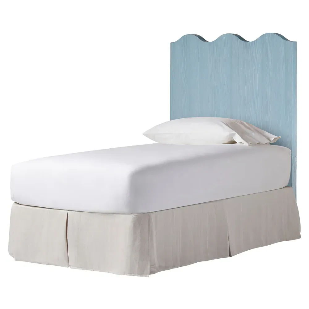 Bennett Twin Wave Headboard - Light Blue, Oak