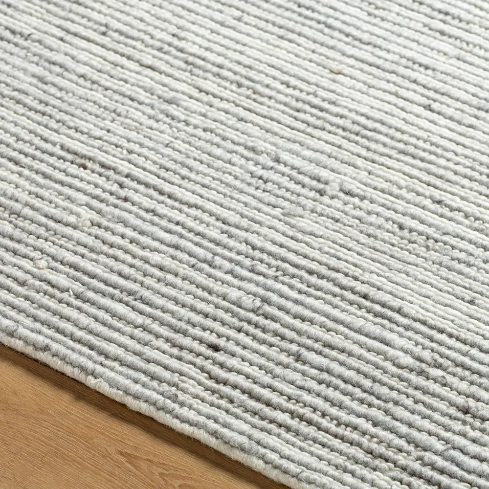 Benny Light Grey Wool Marled Rug 12'x15' - Grey, Wool