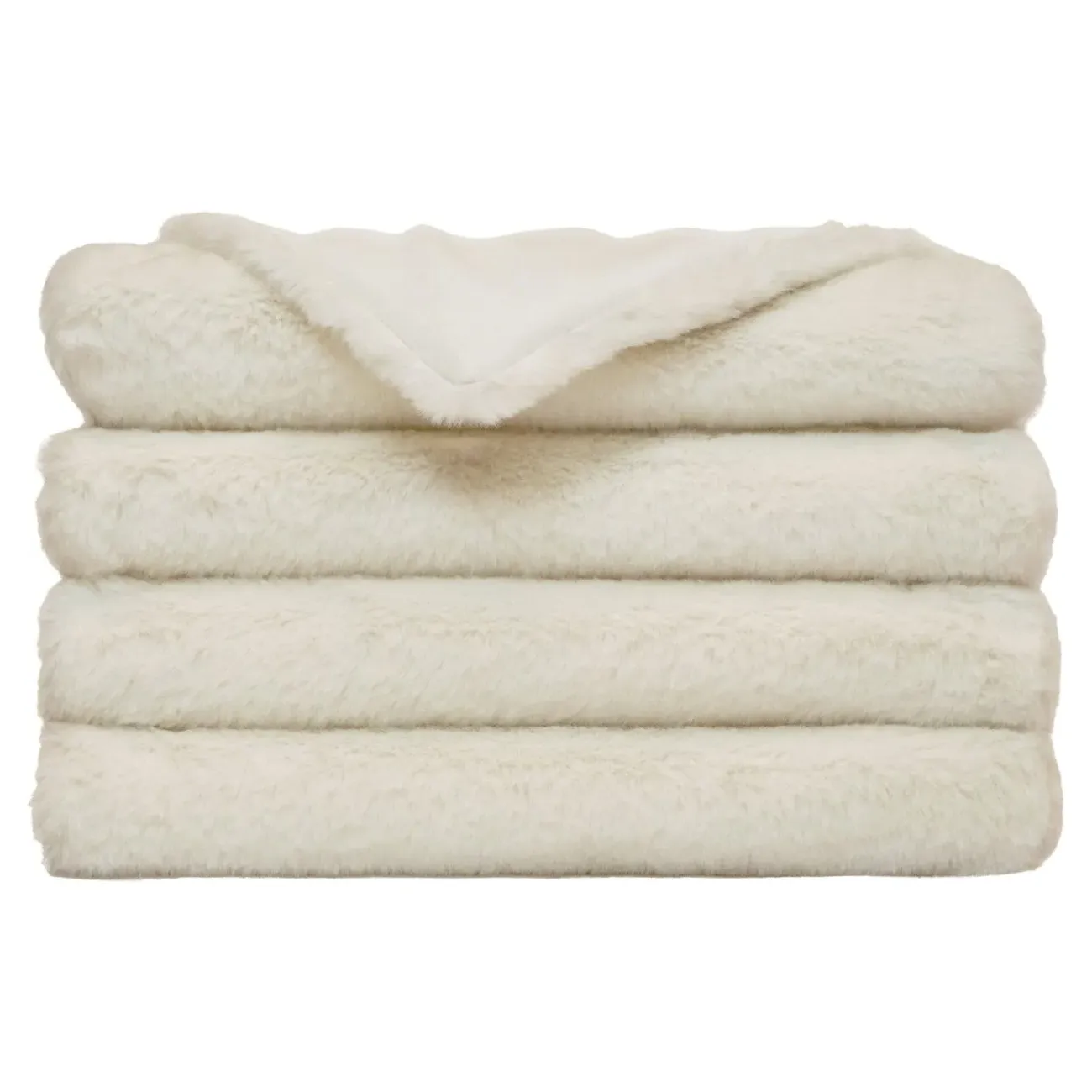 Bentlee Faux Fur Throw Blanket - Cream, Polyester