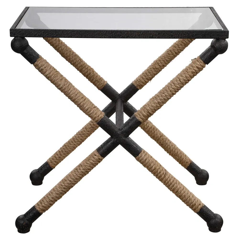 Bentley Side End Table - Black, Iron Glass image