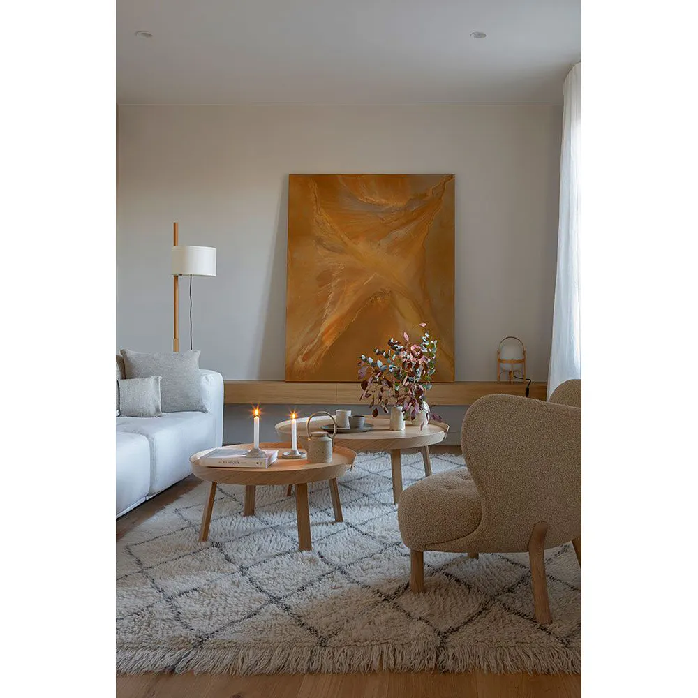 Berber Diamond Shag Washable Rug - White, Wool