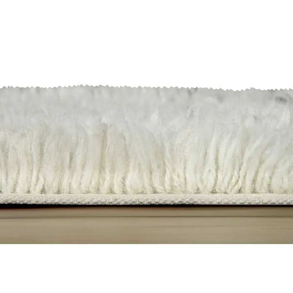 Berber Diamond Shag Washable Rug - White, Wool