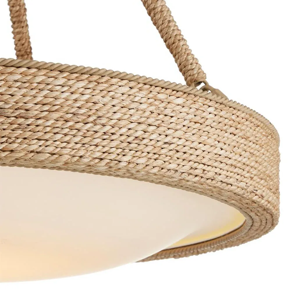 Berkley Woven Abaca Rope Wrought Iron Chandelier - Brown