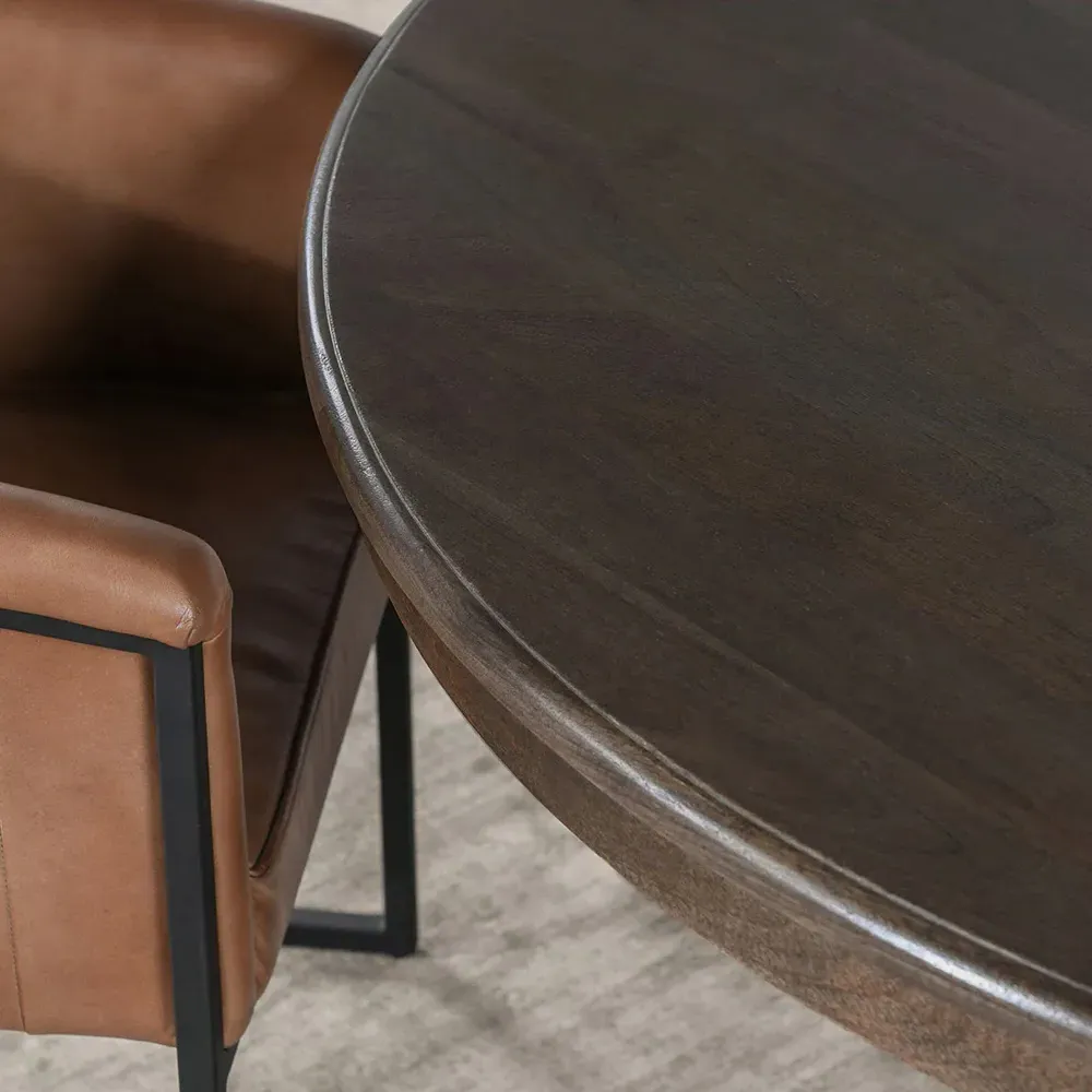 Berlin Round Dining Table - Brown, Mango Wood