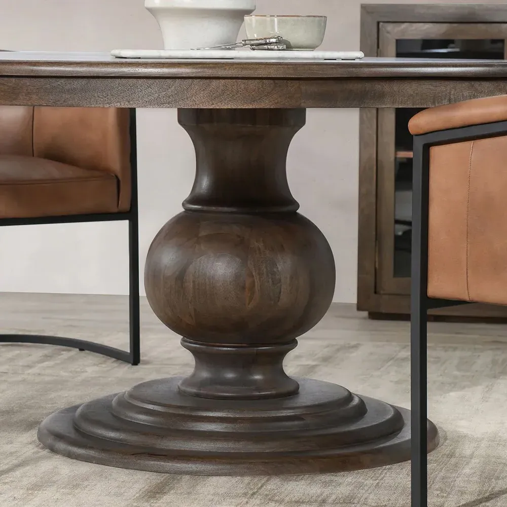 Berlin Round Dining Table - Brown, Mango Wood