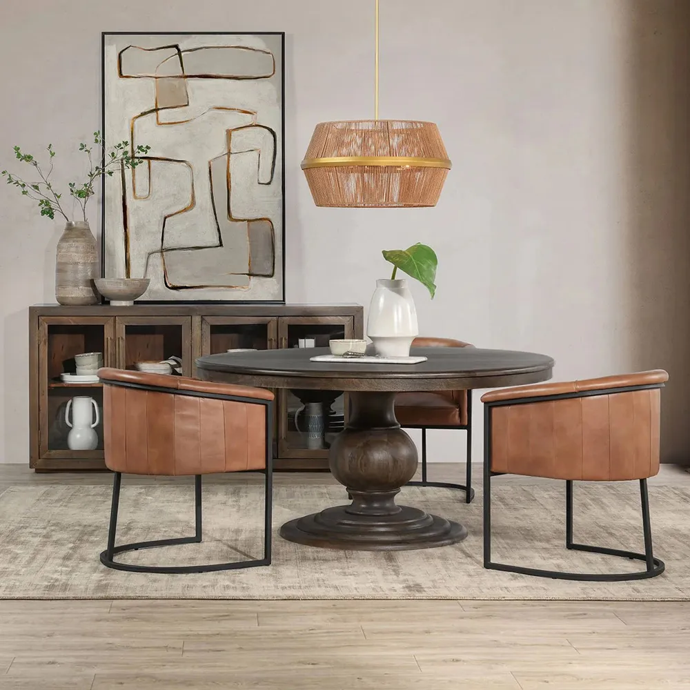 Berlin Round Dining Table - Brown, Mango Wood
