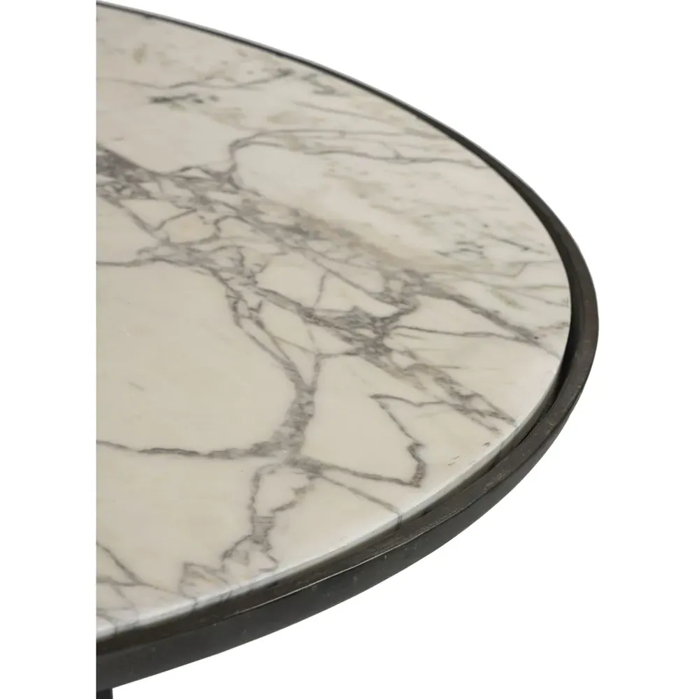 Berlin Round Outdoor Coffee Table - White, Marble