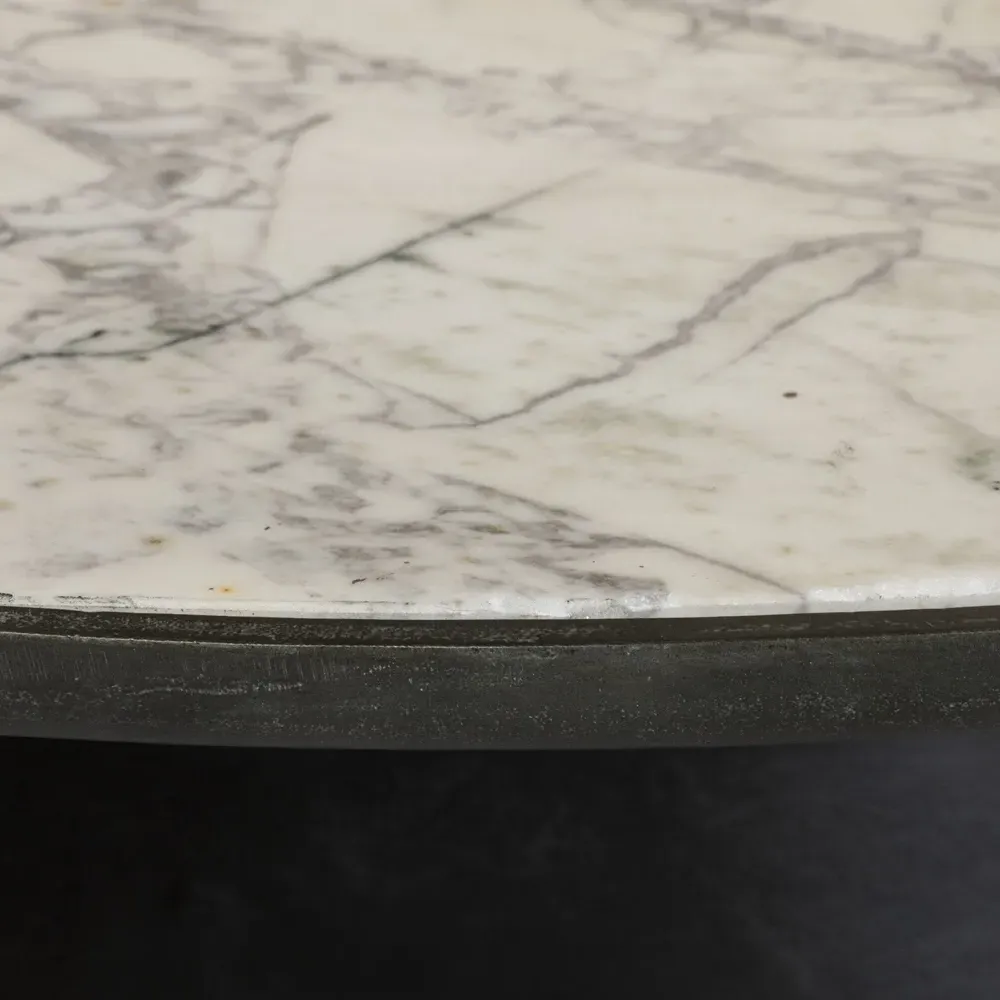 Berlin Round Outdoor Coffee Table - White, Marble