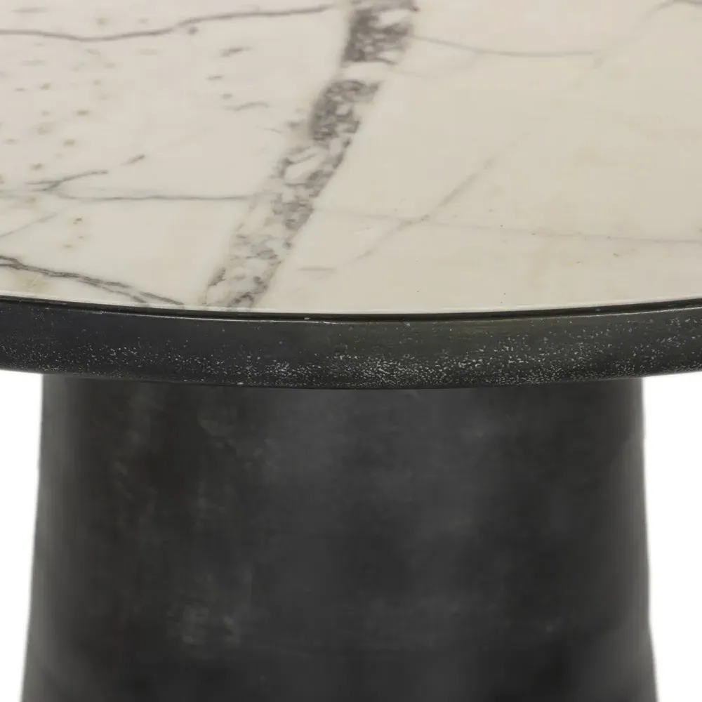 Berlin Round Outdoor Dining Table 42" - White, Marble