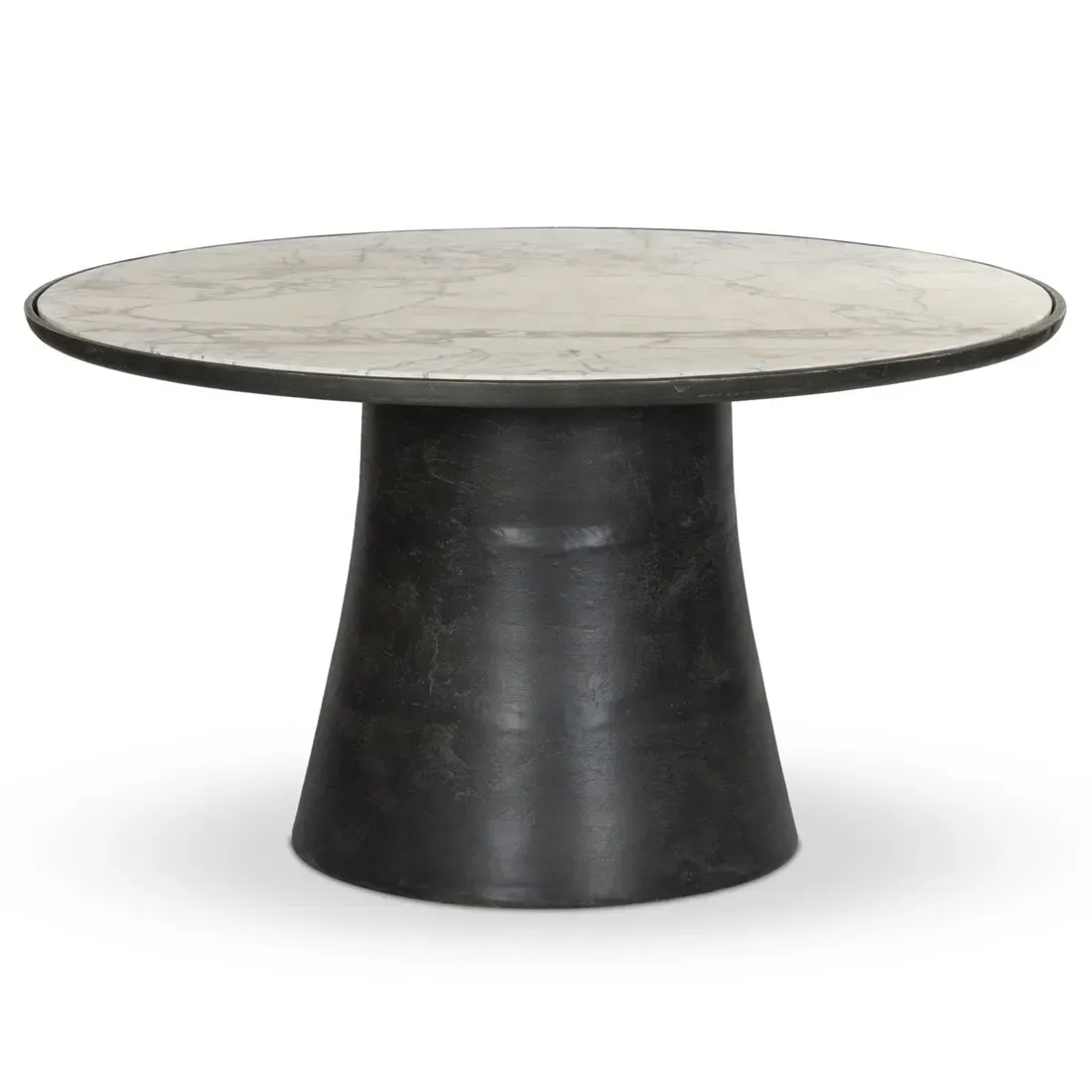 Berlin Round Outdoor Dining Table 55" - White, Marble