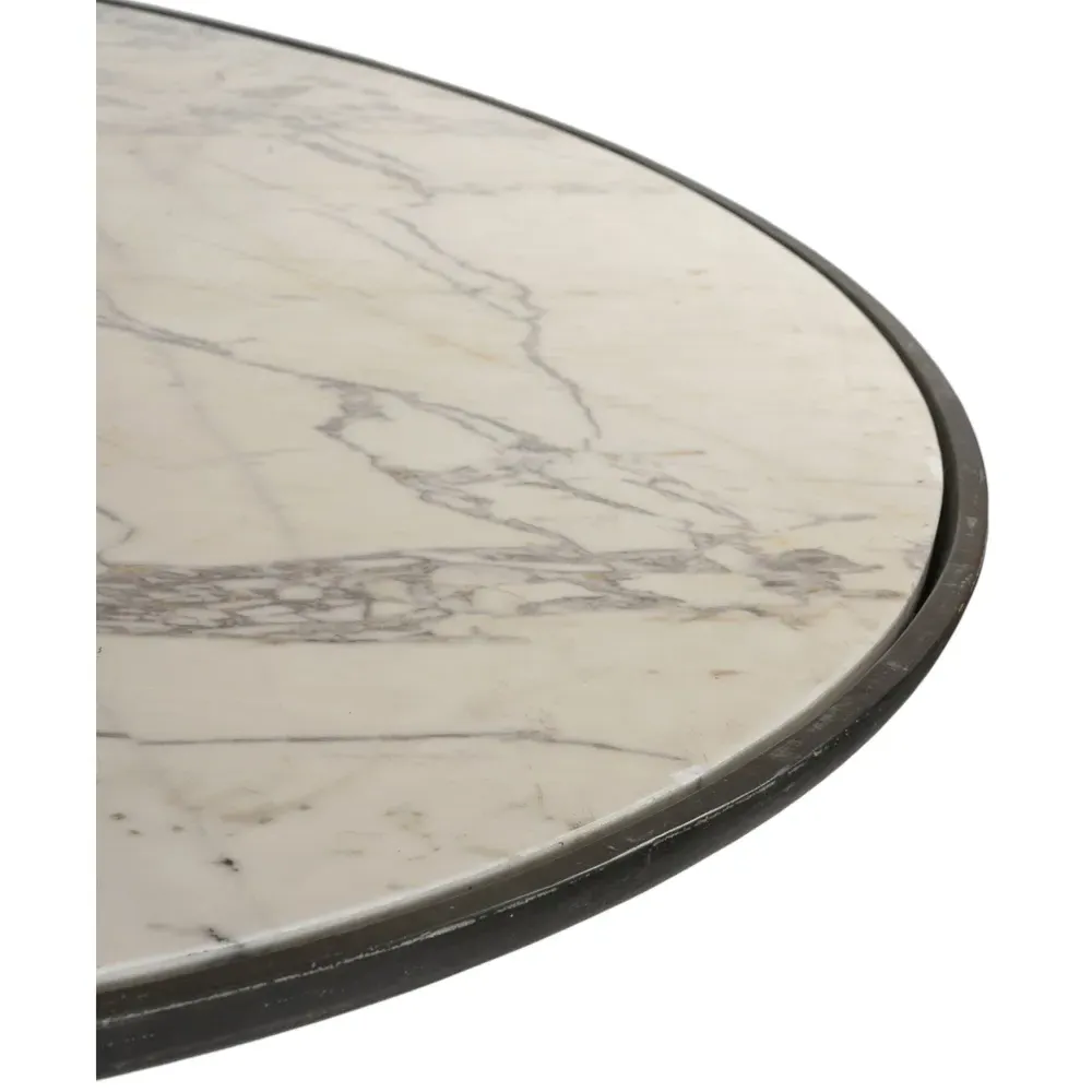 Berlin Round Outdoor Dining Table 55" - White, Marble