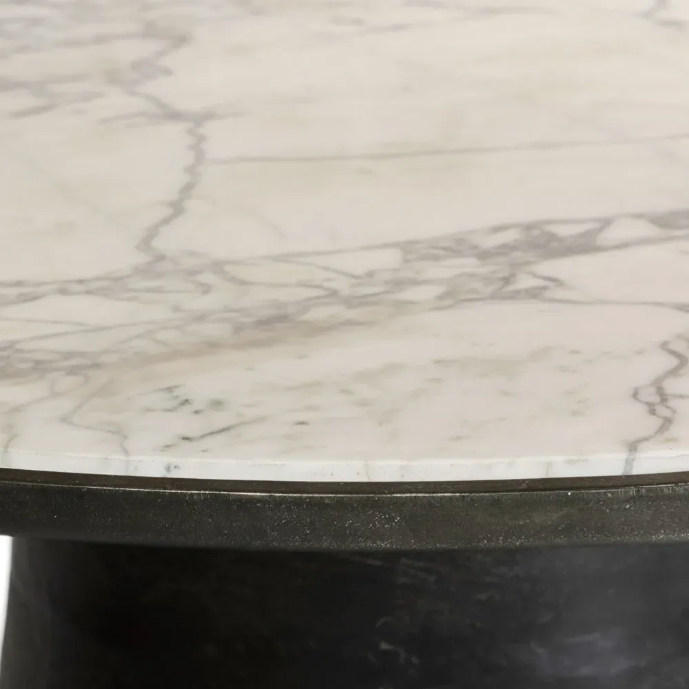 Berlin Round Outdoor Dining Table 55" - White, Marble