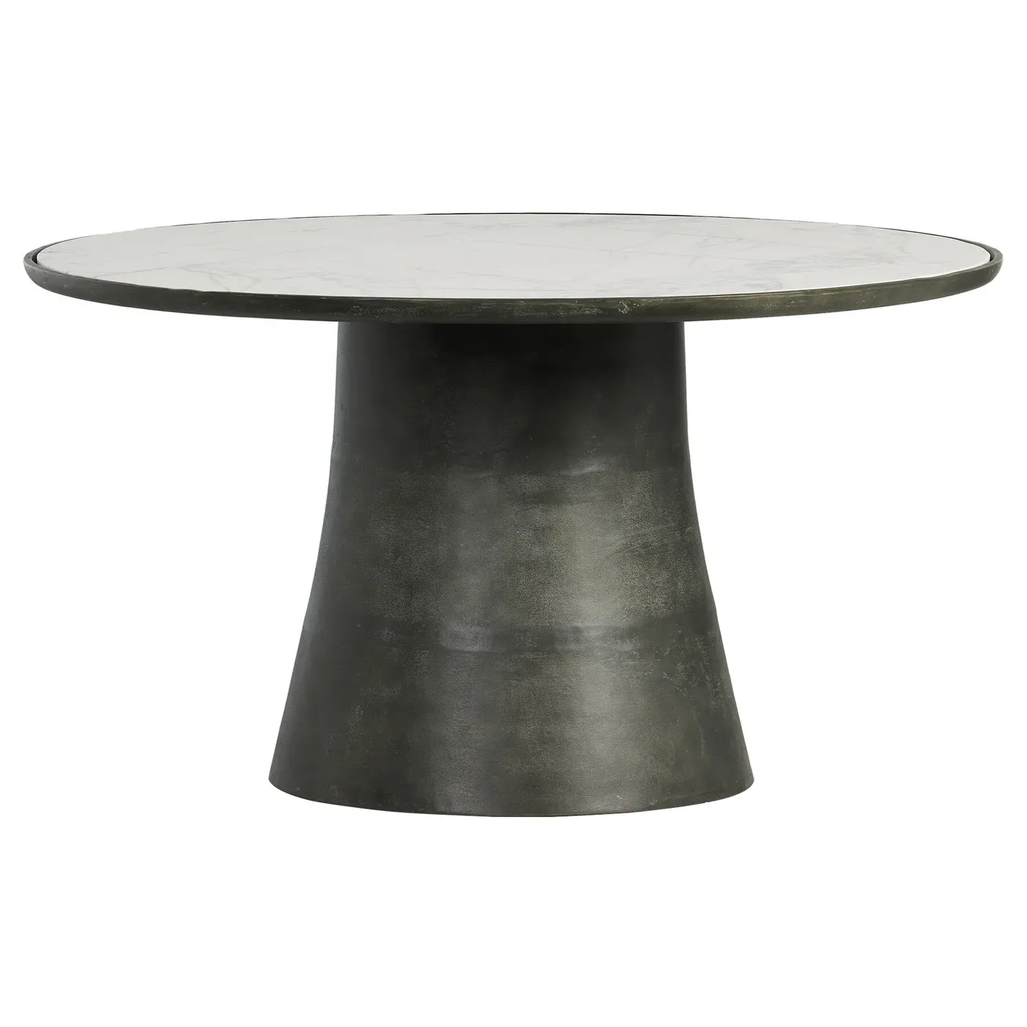 Berlin Round Outdoor Dining Table 55" - White, Marble